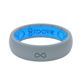 Groove Life Thin Storm Grey Ring - Breathable Silicone Wedding Rings for Women, Unique Design, Comfort Fit Ring - Size 6