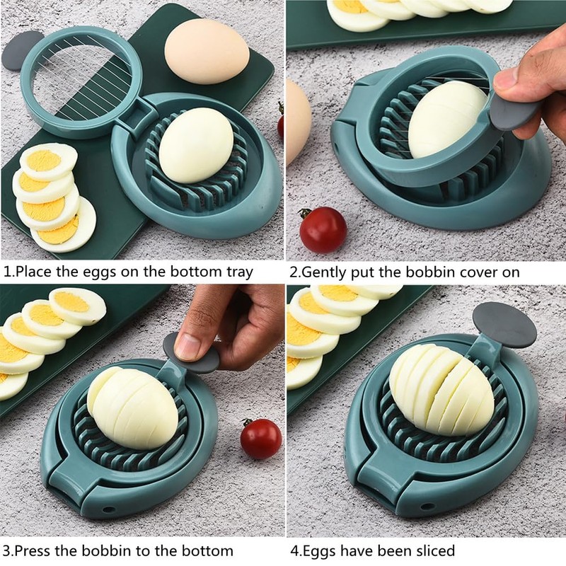 Egg Slicer, Strawberry Cutter with Stainless Steel Wire, Multifunctional Egg