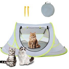 ZIQINPSQ Foldable Cat Tent with Sunshade, Mesh Windows & Curtains,Portable Pet Playpen Cat Cage Cat Enclosure Tent,Outdoor Cat Enclosures for Camping, Traveling, Sunbathing (Grey, 43" LX27 WX19 H)