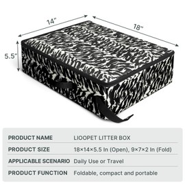 LIOOPET Travel Cat Litter Box Portable Foldable 18x14x5.5in Camo for Hotels & Road Trips