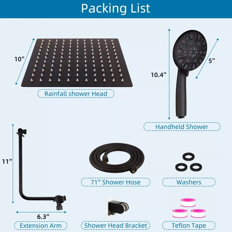 Hibbent All Metal 10'' Rain Shower Head with Handheld Spray