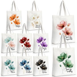 Sieral 10 Pcs Canvas Tote Bags Bulk Inspirational Tote Bag with Zipper Thank You Gifts with Zipper for Women Men Gifts(You Are)