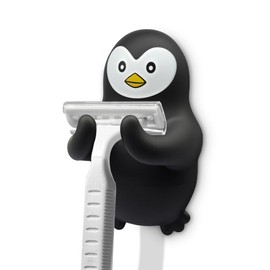 Gkodw Razor Holder for Shower, Cute Penguin Safety Razor Stand for Women Men, Razor Hanger for Family, Funny Shaver Holder for Friend Sister, Towel Squeegee Shaver Hooks for Bathrooms Wall C