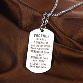Always Remember You Are Braver Than You Believe Inspirational Necklace For Family Member (Brother)