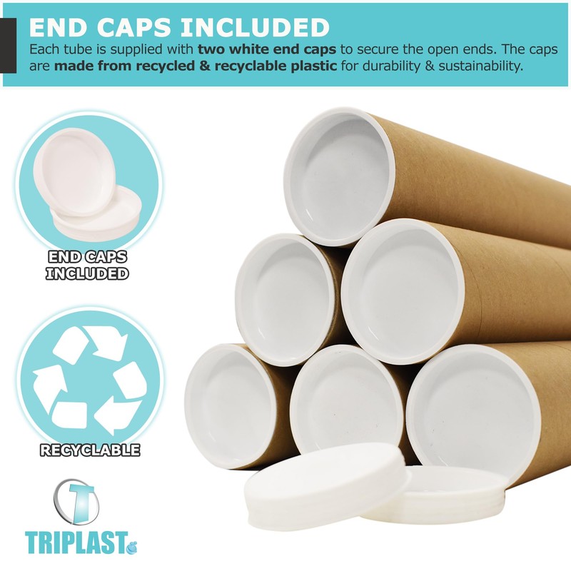 Triplast 5 x A3 Postal Tubes with End Caps (330x50mm
