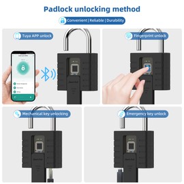 KENRONE Heavy Duty Smart Padlock with Key,Biometrics Padlocks for Outdoor Use,Weatherproof Electronic Pad Lock with APP,Fingerprint Lock for Gate,Fence,Gym Locker