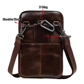 Men's Leather Waist Bag Belt Loop Purse 7.0 inch Phone Purse Small Shoulder Crossbody Pack Carry Pouch Style3-Coffee