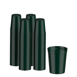 PartyPrints 100 Pack 16 oz Dark Green Reusable Blank Plastic Cups, Stadium Cups Bulk – BPA Free Dishwasher Safe Party Cups, Colored Cups Perfect for Party, Wedding, Birthday Graduation, Clubs