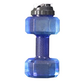 Weight Water Bottle 2.2L Dumbbell Shaped Water Container with Leak Proof Lid Blue Dumbbell Water Bottle Sports Water Bottle Big Capacity Water Bottle