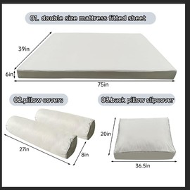 YAQSFGRZ Outdoor Daybed Cushion Cover Twin,Daybed Mattress Bolster Pillow Fitted Sheet Cover,Twin Size Outdoor Daybed Cushion Cover（Cover ONLY Size 6" D x 75" W x 39" H, Blue Gray