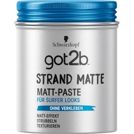 Got2B Beach Matte Paste Styling Paste for Matte Surfer Looks, Hair Wax for Men for Staining, Texturing or Taming without Gluing, Medium Hold, (100 ml), Pack of 1