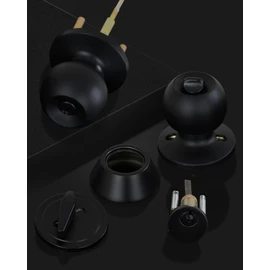Lanwandeng (3 Sets) All Keyed Same Entry Knobs&Single Cylinder Deadbolt for Exterior Front Doors, Round Ball Matte Black Finish Entry Door Lock with Same Keys