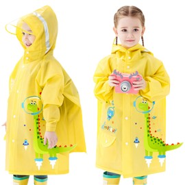 Kids Raincoats for Girls Boys Waterproof Rain Jacket Cartoon Dinosaur Children Toddler Rain Wear Children Rain Poncho L Size 5-6 Years