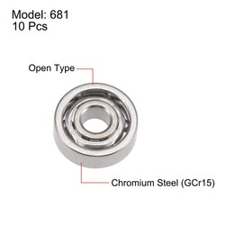 TOP-VIGOR 10Pcs 681 Deep Groove Ball Bearings, Z2 1mm x 3mm x 1mm Double Sealed Industrial Bearings, Open Type Chrome Steel Skateboard Bearings for Electrical Instrument Equipment