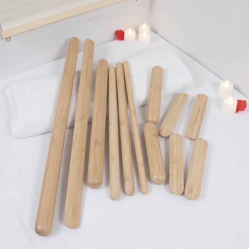 Goodtar 12 PCS Solid Bamboo Massage Stick Sets Warm Bamboo