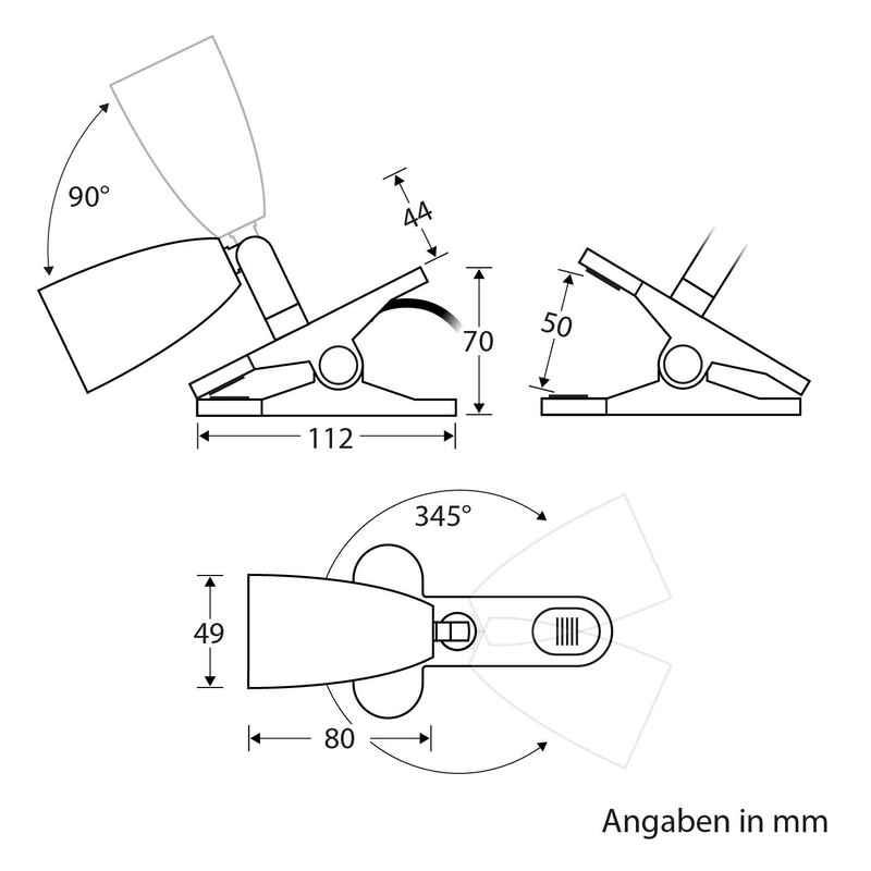 ledscom.de LIK Clamp Light, Matte White, 1x E27 Max. 60