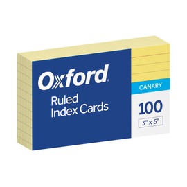 Oxford(R) Colored Recycled Index Cards, Ruled, 3in. x 5in., Canary, Pack of 100