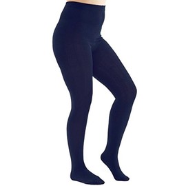 ToBeInStyle Women's Aryclic Blend Footed Tights Hosiery Leggings (Queen Size Navy)