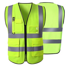 2-Pack Reflective Safety Vest for Men Women, High Visibility Security Vest With Pocket Zipper Front Meet ANSI/ISEA Standard
