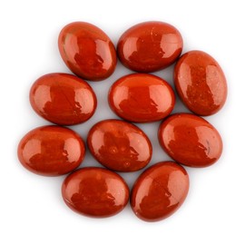 1 PCS, 25x18 MM, AURA GEMS Natural Red Jasper, Cabochon, Oval Shape, Jewelry Making Stone Supply, Pocket Worry Stone Crystals for Anxiety Stress Relief Therapy, Real Crystal, Birthstone