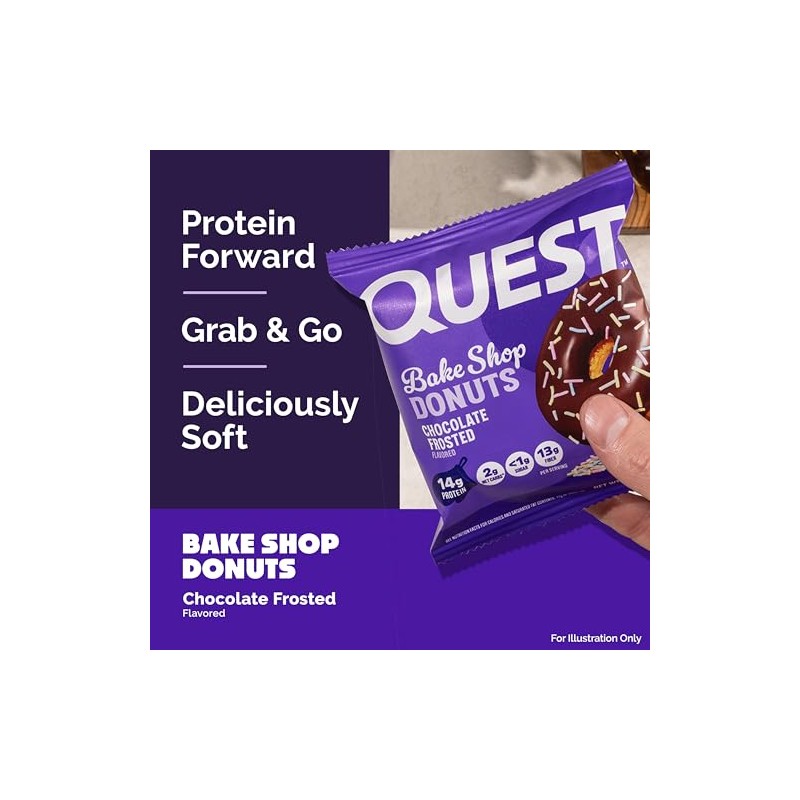 Quest Nutrition Bake Shop, Chocolate Frosted Donuts, 14g Protein, Less