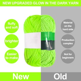 4PCS Glow in The Dark Bulky Yarn,4mm Crochet Yarn,Yellow Yarn,Crochet & Knitting Yarn for Beginners,for All Kinds of Clothes, Socks, Sweaters, Gloves, Shawls, Scarves, Etc.(White)