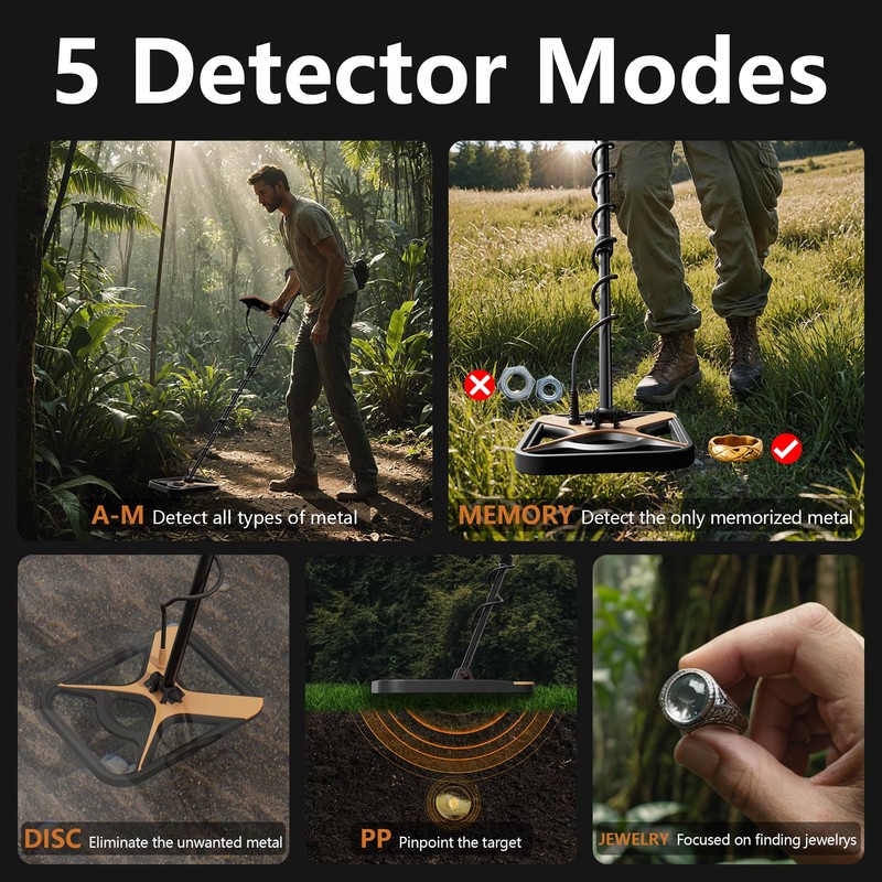 DetectTrek Metal Detector for Adults Rechargeable, 11" Professional Metal Detector