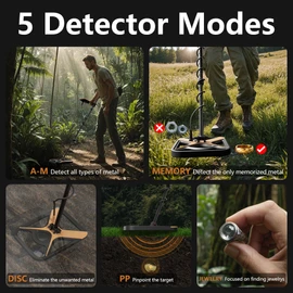 DetectTrek Metal Detector for Adults Rechargeable, 11" Professional Metal Detector for Gold & Silver, High Accuracy Waterproof Design, 5 Modes, Christmas Stocking Stuffers Gifts for Men/Dad, M55,Brown