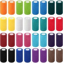 Treela 36 Pcs Self Adherent Bandage Wrap Breathable Cohesive Bandage Elastic Adhesive Tape for Stretch Athletic Sports Wrist Ankle, 4 Inch x 5 Yard (Light Color)