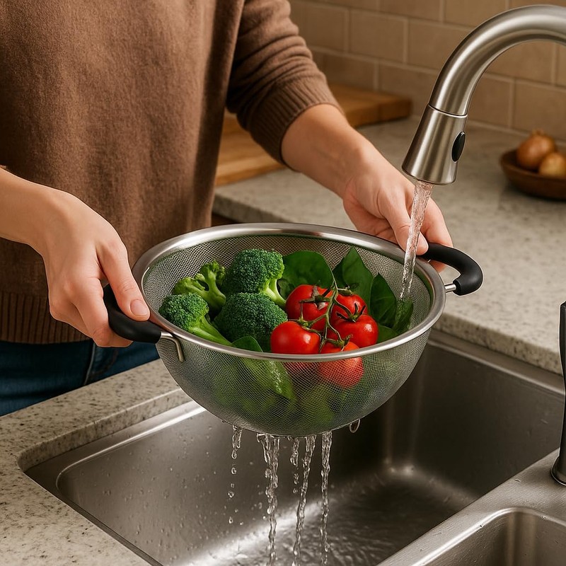 MGE – Kitchen Strainer with Foot – Stainless Steel Colander