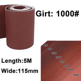 MiJunHD 1000 Grit Sandpaper Roll, 5 metres x 115 mm Aluminum Oxide Emery Cloth Abrasive Paper Roll for Metal Grinding, Wood Sanding, Furniture Finishing, Automotive Polishing