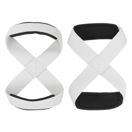 PATIKIL Figure 8 Lifting Strap, 2 Pack Weightlifting Wrist Wraps Dead Lift Padded Grips 8 Loop Weight Lifting Straps for Fitness Power Strength Training, Stripe White, S