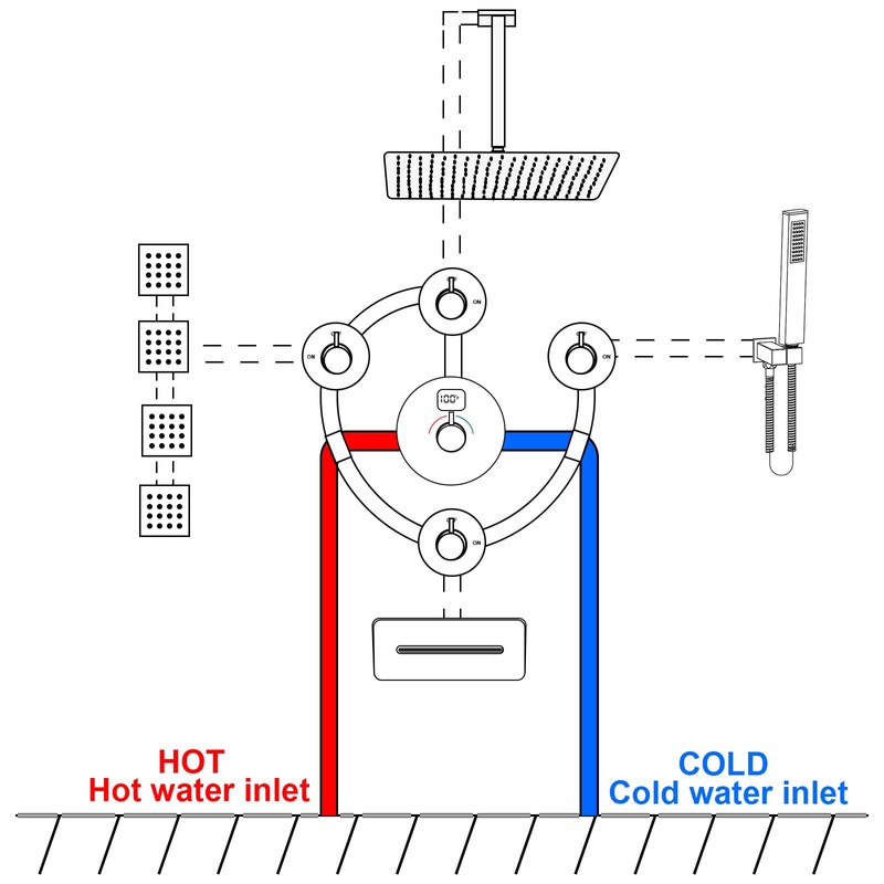 ON/OFF Brass Shower Diverter Flow Control Valve, Separate Design with
