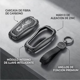 Electrocash Funda Llave Control Llavero para BYD de Fibra De Carbono Compatible Dolphin, Dolphin Mini, Song Pro, Song Plus,Yuan, Yuan Pro, Shark, Seal