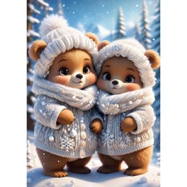 TOSTOG Diamond Painting Kits for Adults,Bear Winter Full Drill 5D DIY Diamond Art Kit Diamond Crystal Rhinestone Arts and Crafts Picture for Home Wall Decor 30x40cm