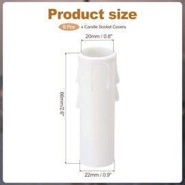 PATIKIL 2.6 Inch Tall Candle Covers Sleeves, 6Pcs Plastic E12 Chandelier Socket Sleeves Drip Candle Socket Covers Bulb Light Base Holder for Crystal Candle Lamps, White