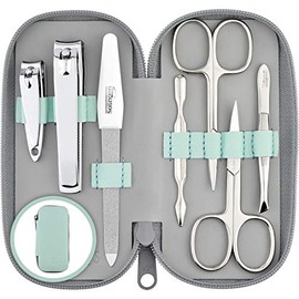 marQus Manicure Set Solingen Made in Germany - 7 piece stainless steel exclusive finger & toe nail clippers set in real leather case, made in Solingen Germany* (except for clippers)