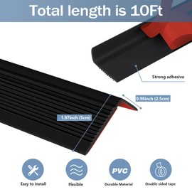 Pionasuicg Stair Nosing Rubber Stair Edging Self Adhesive Staircase Step Edge Protector Vinyl Stair Nose for Outdoor & Indoor (10Ft, Black)