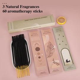 YINECO Incense Sticks - 60 Sticks-Sandalwood Incense Sticks, White Sage Incense Sticks,Jasmine Inscents-Organic Incense Sticks are Non-Toxic, Incense Sticks or Sensory (Moon and sun-60pcs)