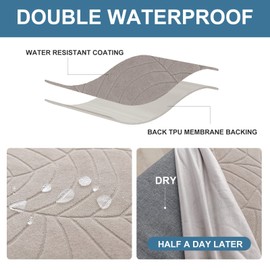 Genina 100% Waterproof Chair Covers for Dining Room Set of 4, Stretch Parson Chair Slipcovers for Kitchen Chairs, Washable Chair Protectors, Leaves-Warm Gray