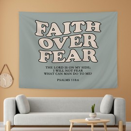 LUVADIAN Faith Over Fear Christian Tapestry - Bible Verses Christian Tapestry Wall Hanging for Bedroom Living Room Decor, Christian Wall Blanket Decor, Christian Home Decor, 50x60 Inches