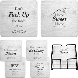 White Elephant Gifts for Adults, Secret Santa Funny Coasters with Holder Christmas Stocking Stuffers for Men Women, Gag Gifts Couples Birthday Housewarming Cool Friend Presents for Her Him