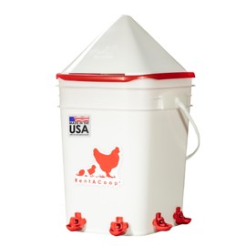 RentACoop 5 Gallon Chicken BPA-Free Plastic Bucket Waterer Set with 4 Horizontal Nipples - Corner Placement
