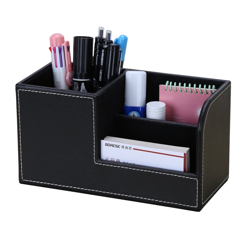 KINGFOM Desk Tidy Organiser Caddy Multifunction Leather Pen Pencil Pots