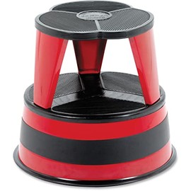 Cramer Kik-Step Steel Step Stool, 2-Step, 350 lb Capacity, 16" Diameter x 14.25"h, Red