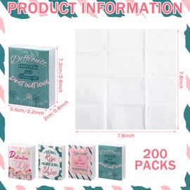 Outus 200 Packs Travel Size Pocket Tissues Individual Facial Tissue Packs Bulk Mini Inspirational Pocket Paper 3 Ply for Family Holiday Travel School Office Car Wedding Party (Floral)