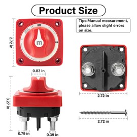 Boat Battery Disconnect Switch 12V-48V Waterproof Heavy Duty Cutoff Switch Ignition Protected Power Kill Switch for Car, Boat, RV, Truck, Marine Battery Switch