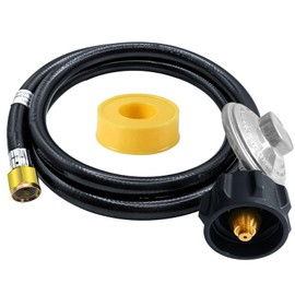 MKIYVFQ 5 Feet Propane Regulator with Hose, Propane Regulator, Universal Gas Grill Regulator and Hose for Blackstone 28'/36' Griddle, for Weber Grill, Heater, Fire Pit Table and Most LP Gas Grills, Etc.