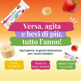 L'Angelica, Waterstick Junior, Gusto Fragola e Banana, Con Frutta, Vitamine, Zero Zuccheri Aggiunti, 1 Astuccio da 12 Stick