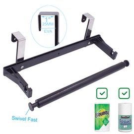 YYST Over Cabinet Door Paper Towel Holder Bar Dispenser for for Kitchen, Pantry, Mudroom, Fits Both Standard & Jumbo Rolls (black, 1)